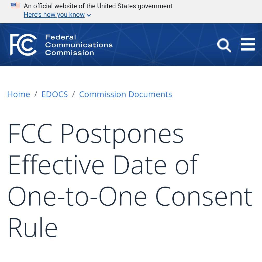 FCC announces postponement of one-to-one consent rule